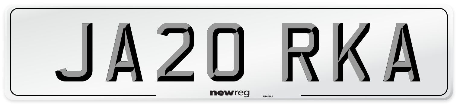 JA20 RKA Number Plate from New Reg